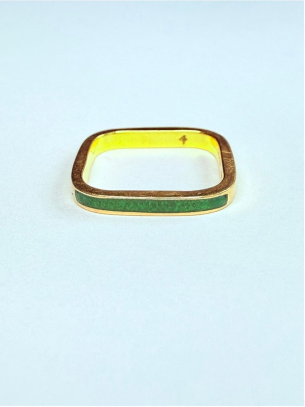 18K Solid Gold Designer NOVA Modern Malachite Inlay Square Band Stacking Ring